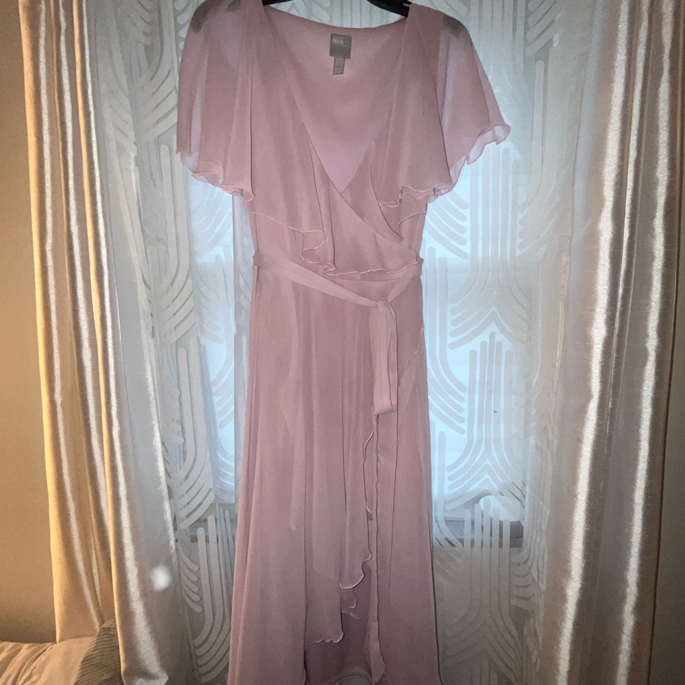 Pink Flounce Midi Dress